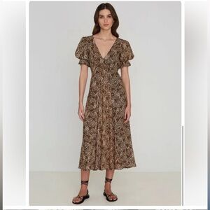 Faithfull the Brand Marie Louise Midi Dress animal print